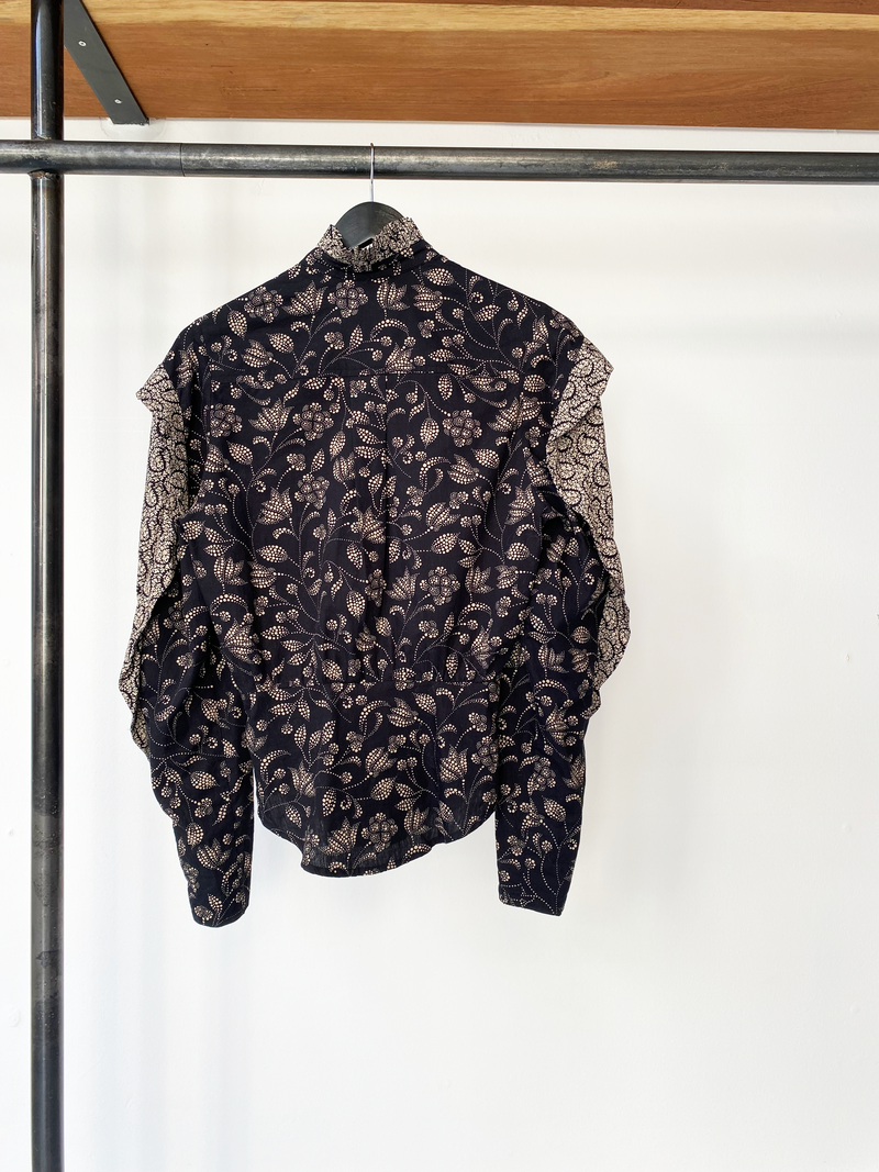 Isabel Marant Étoile black floral pattern shirt size 34