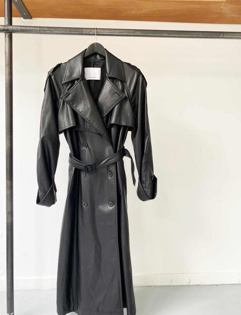 DÉ ROCOCO vegan leather trench coat size S
