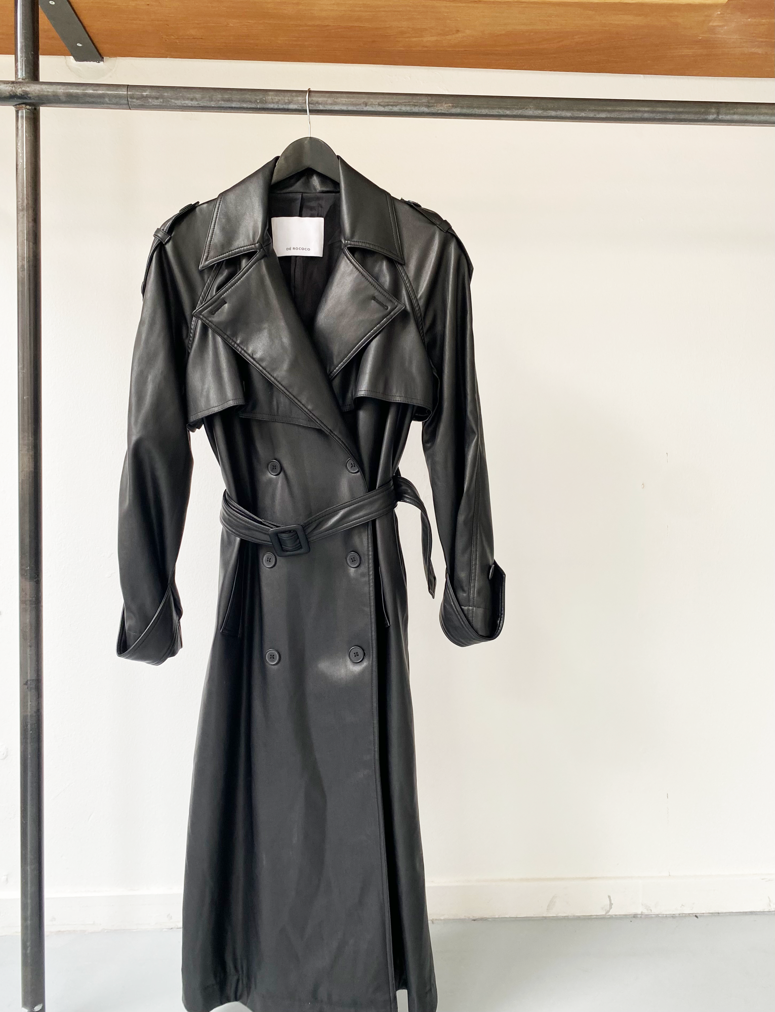DÉ ROCOCO vegan leather trench coat size S
