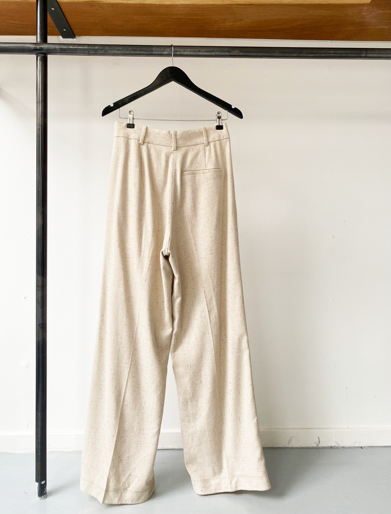By Malene Birger beige wool wide leg trousers size 38