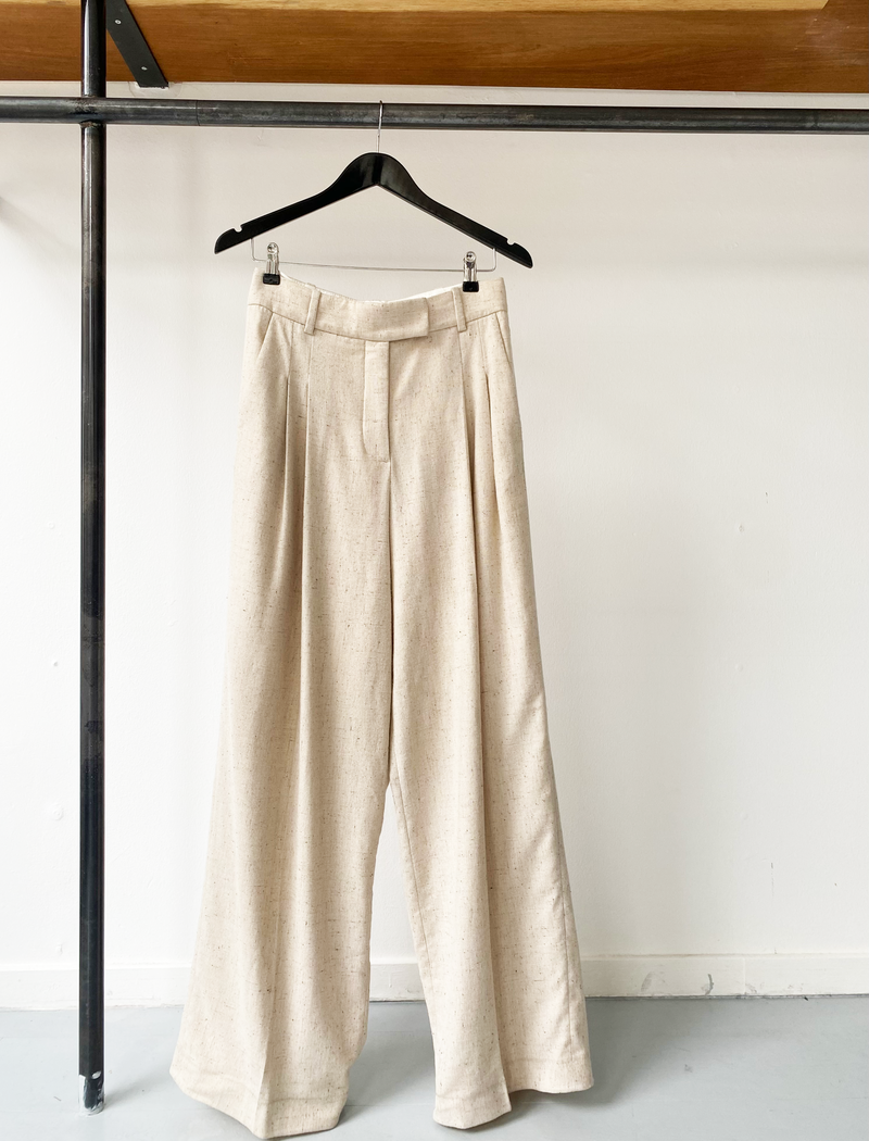 By Malene Birger beige wool wide leg trousers size 38