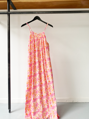 LOVE Stories neon pink floral maxi dress size M