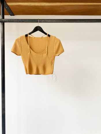 Jacquemus mustard cropped knit top size 40