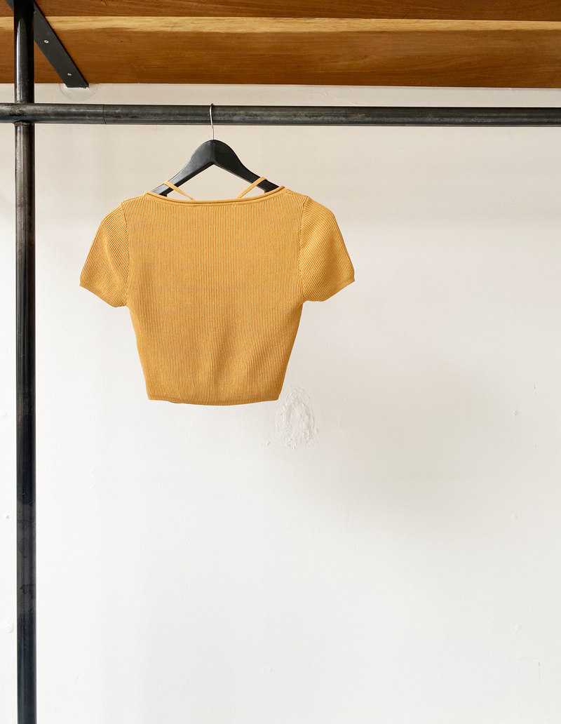 Jacquemus mustard cropped knit top size 40