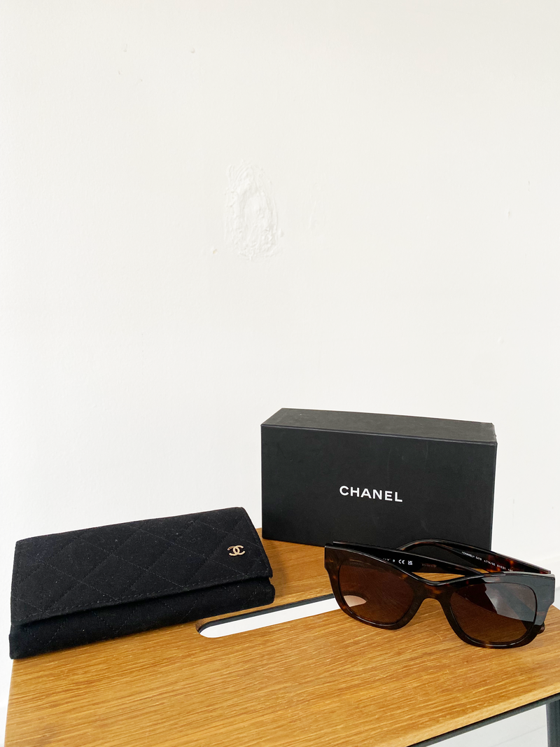 chanel brown tortoise sunglasses