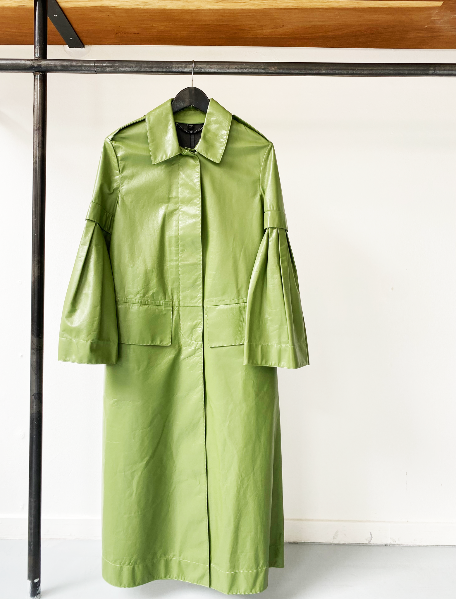 Burberry green leather trench coat size it40