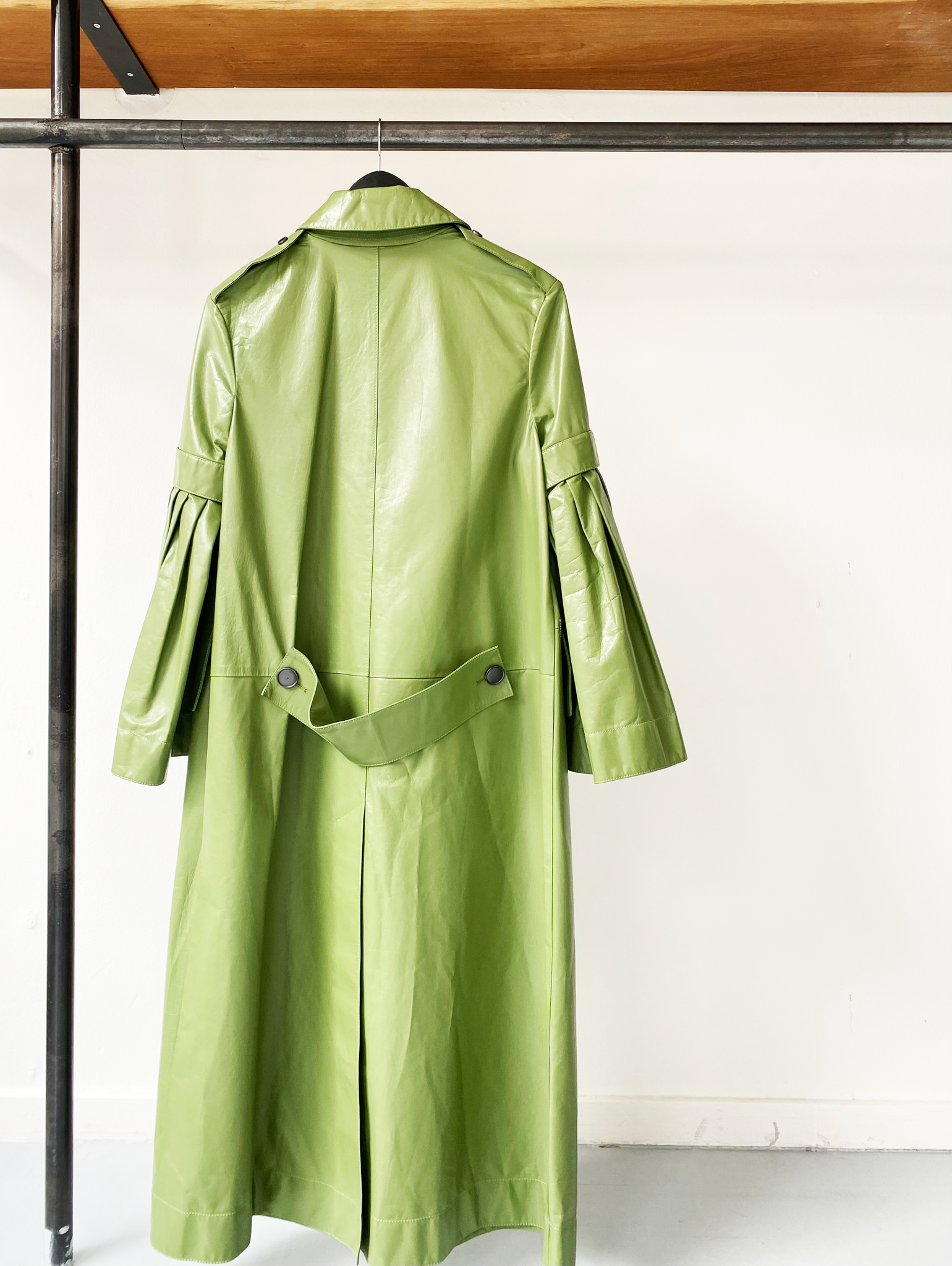Burberry green leather trench coat size it40