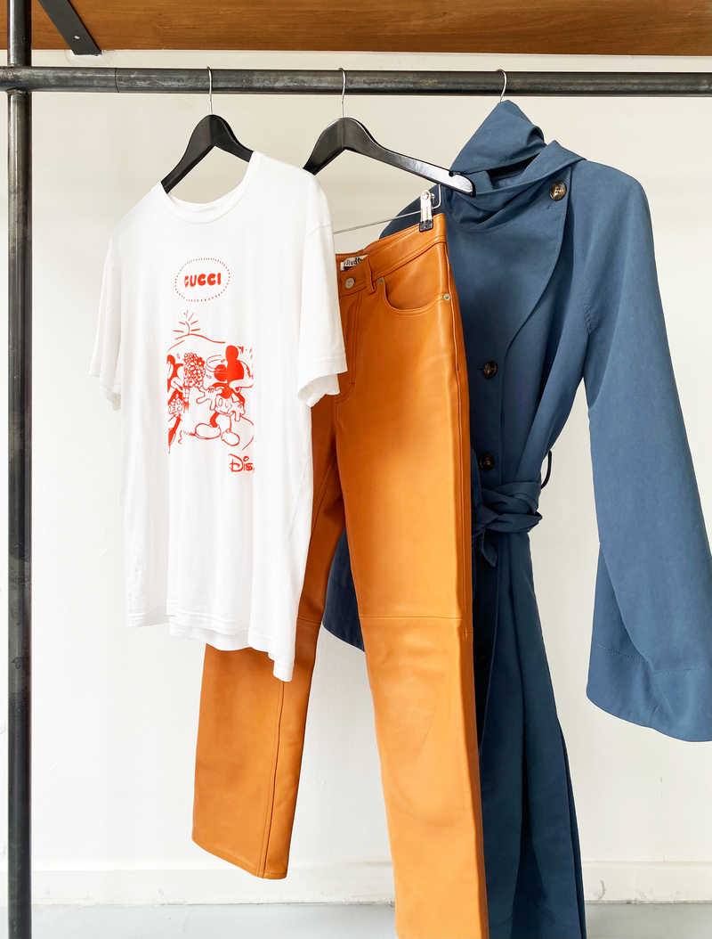 Acne Studios orange leather high-rise pants size 36