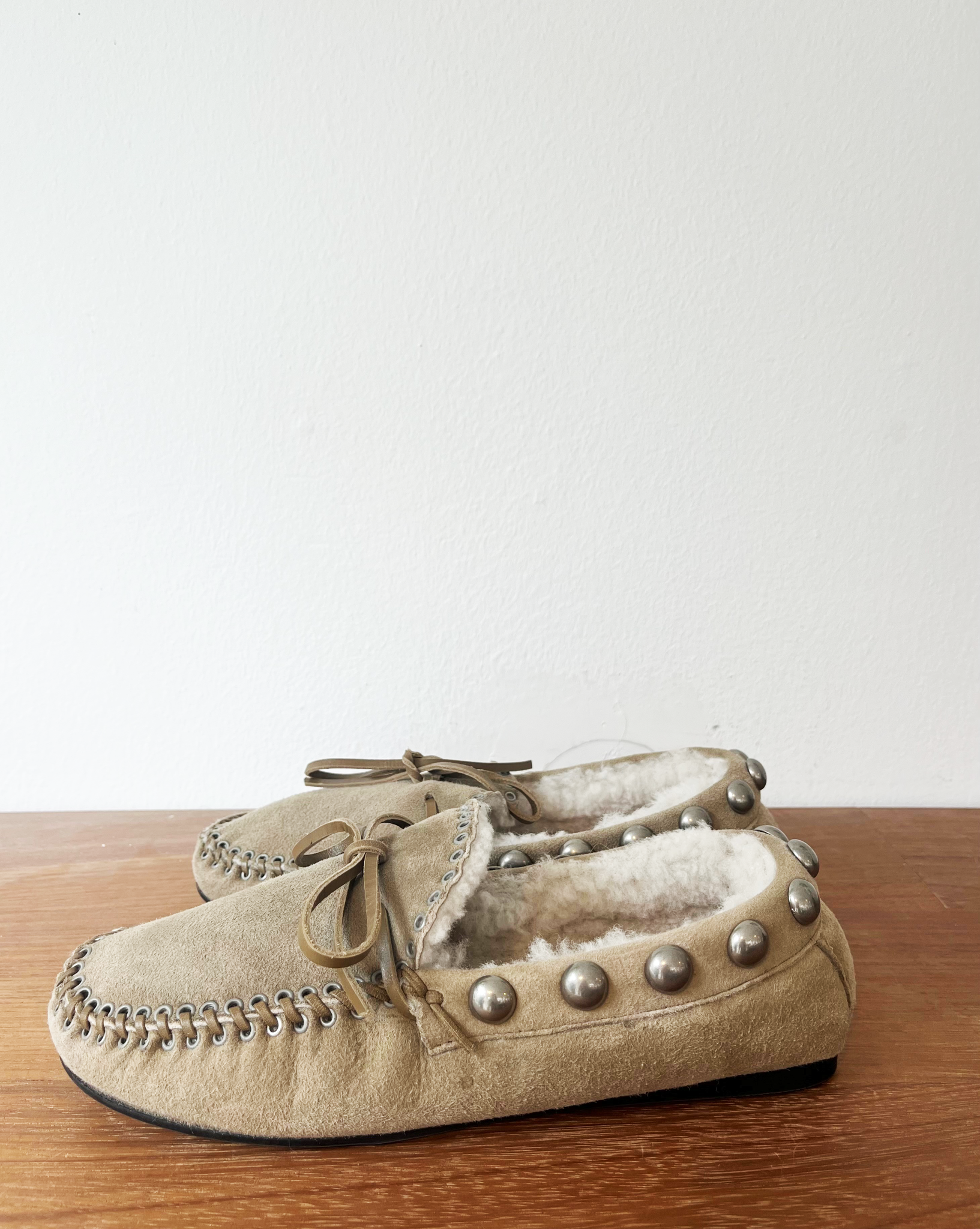 Isabel Marant shearling studded suede moccasins size 40