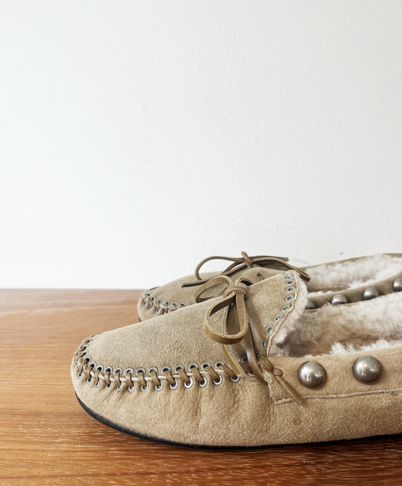 Isabel Marant shearling studded suede moccasins size 40