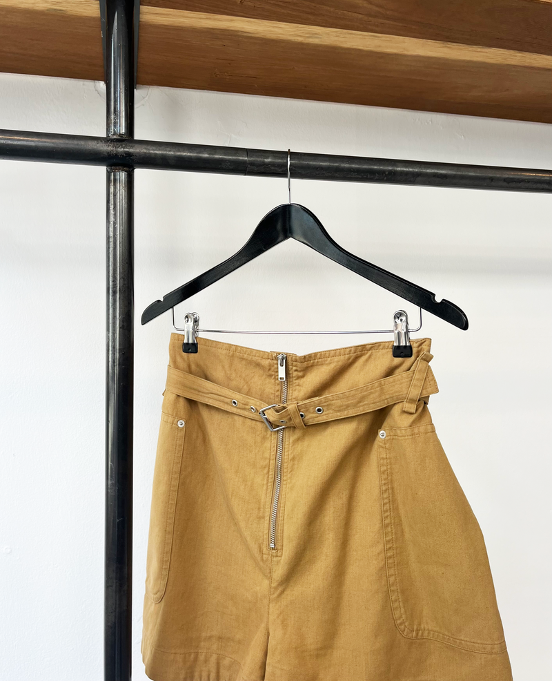 Isabel Marant Étoile cotton-linen camel short size 38