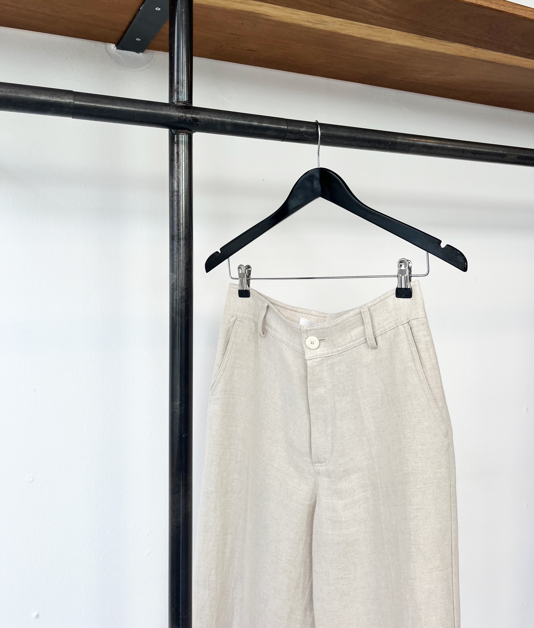 Pomandère linen-cotton twill pants size 36