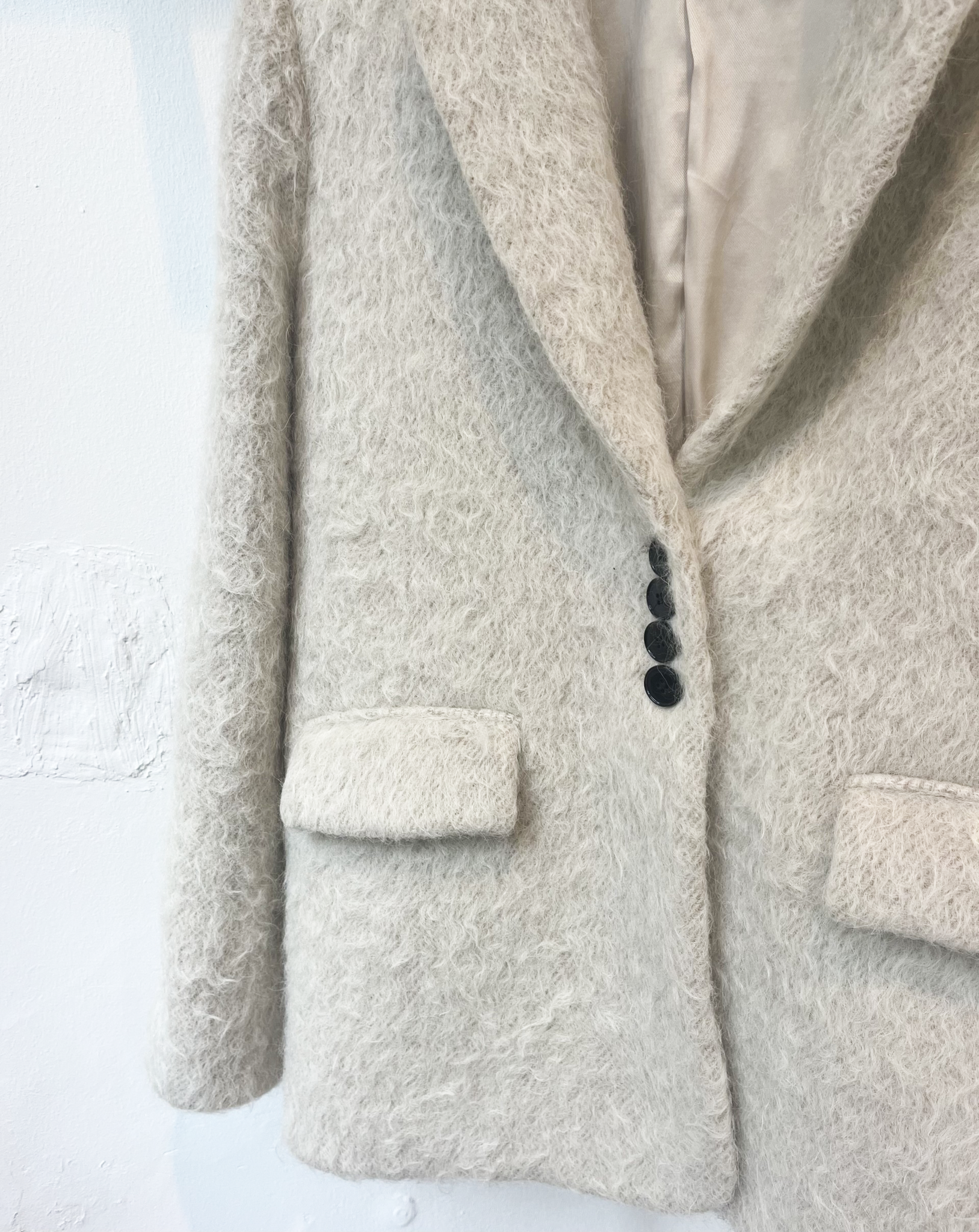 beige fluffy wool alpaca blazer size 36