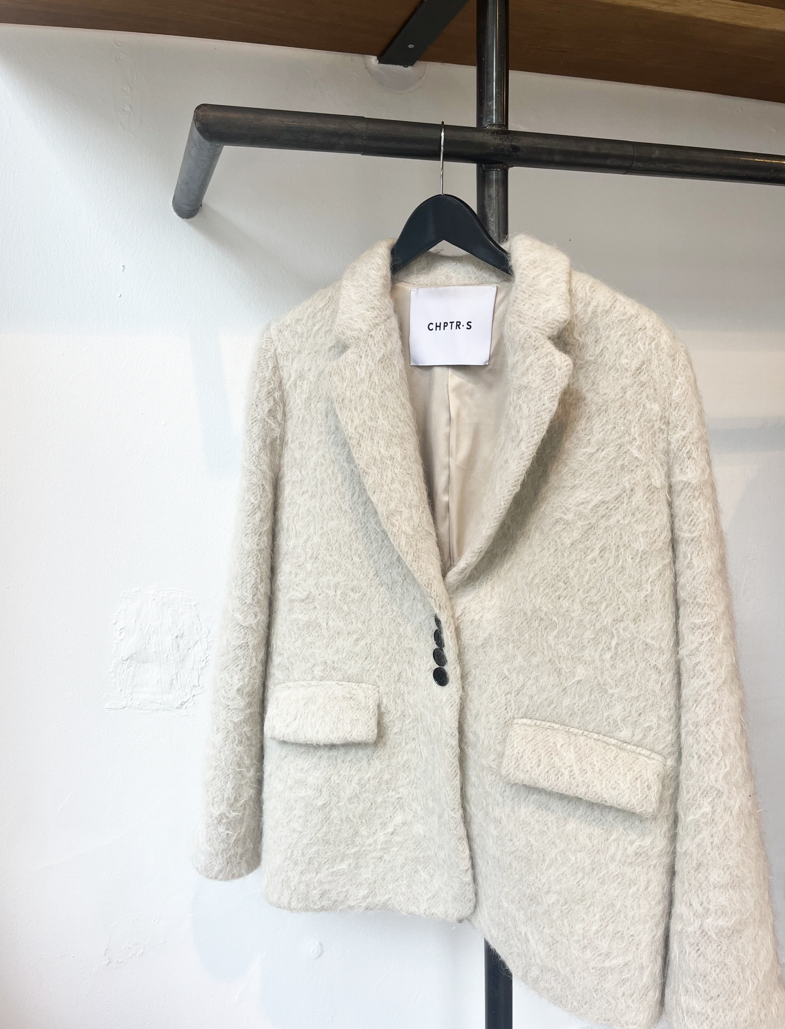 beige fluffy wool alpaca blazer size 36