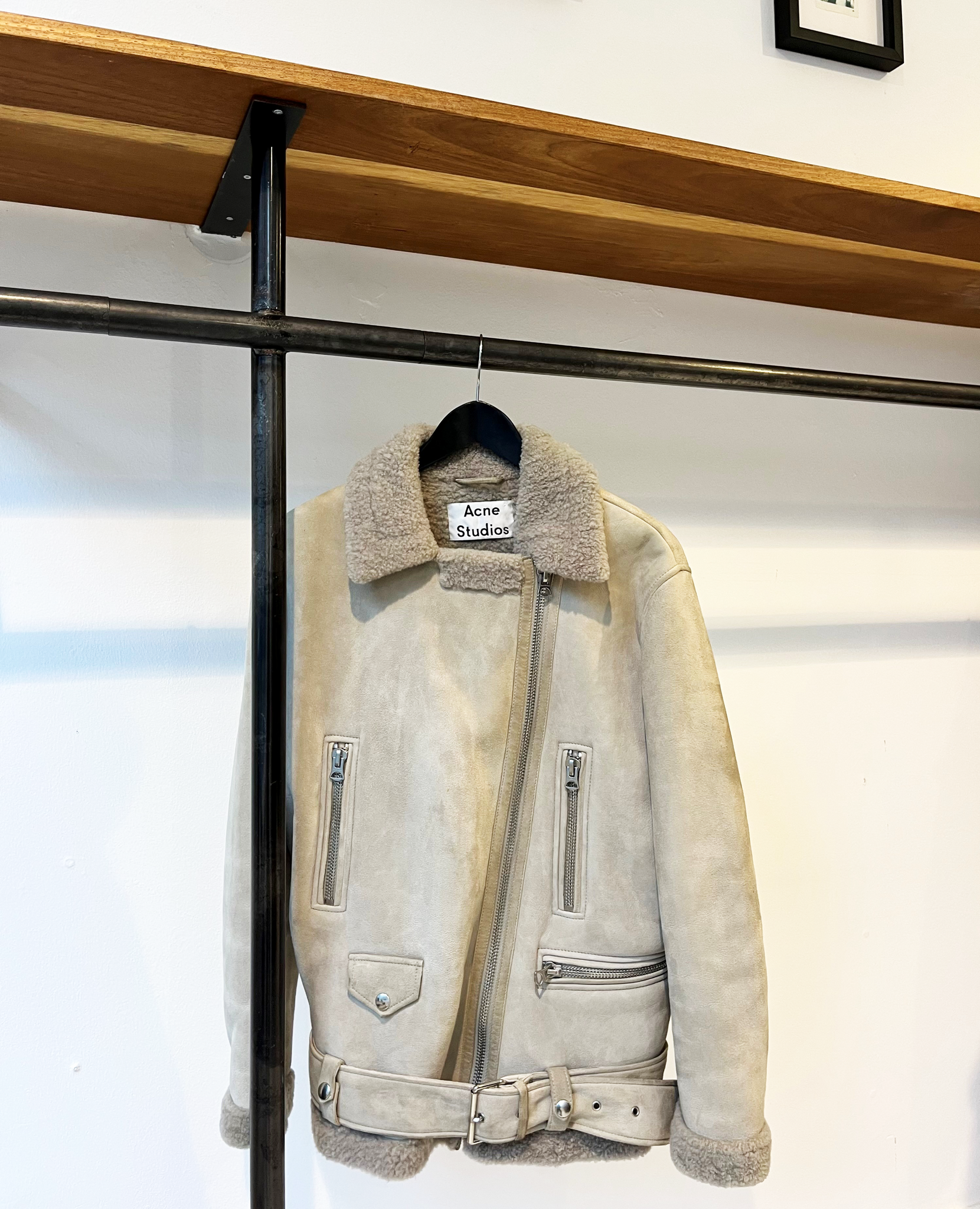 Acne Studios beige lamb shearling jacket size 36