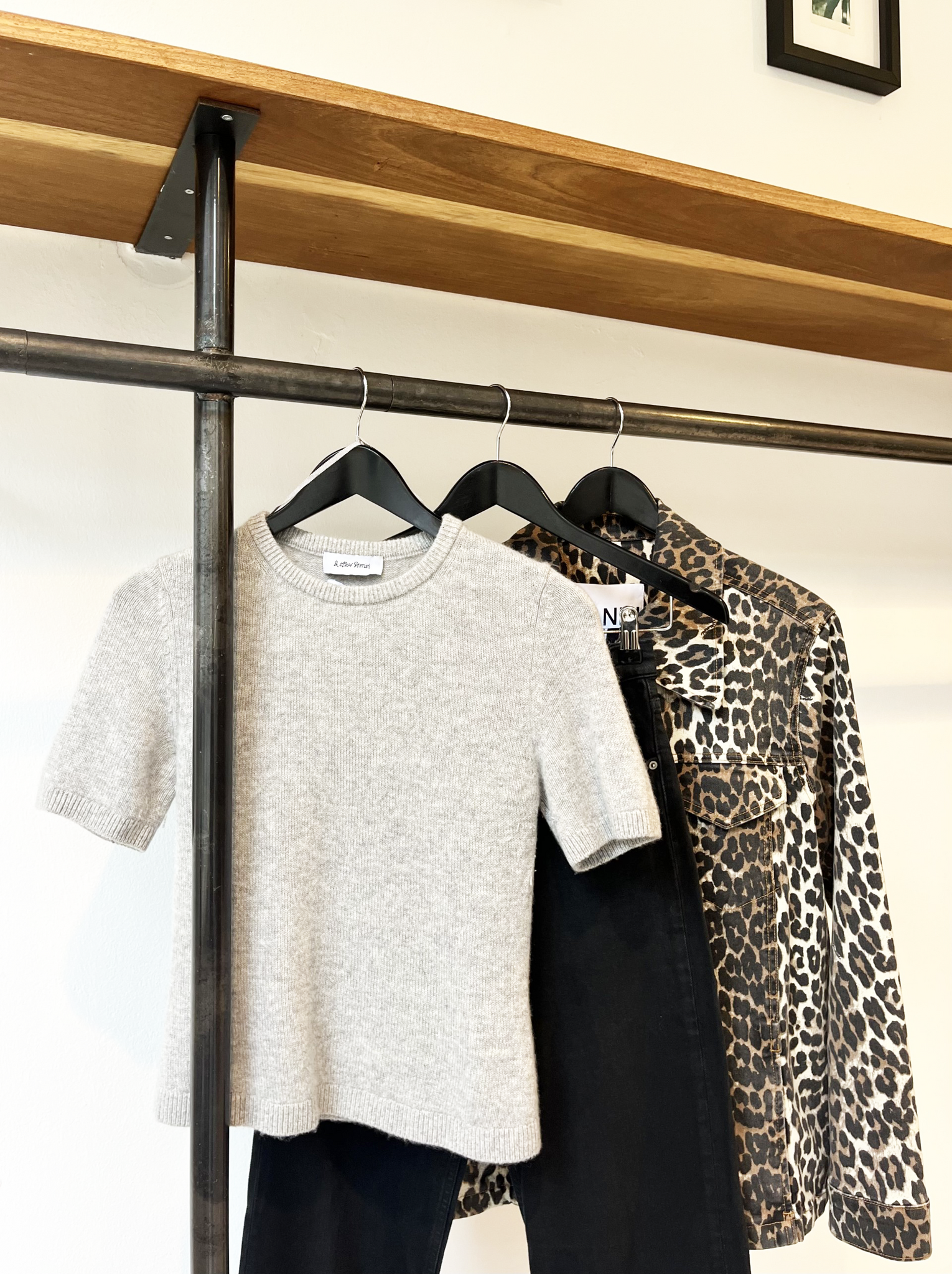 GANNI leopard print denim jacket size 42