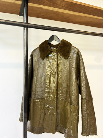 Kassl Editions patent leather moss green jacket size M
