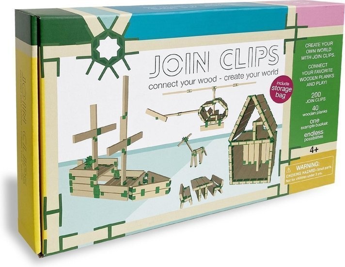 Houten bouwplankjes met verbindingsclips 200 st.
