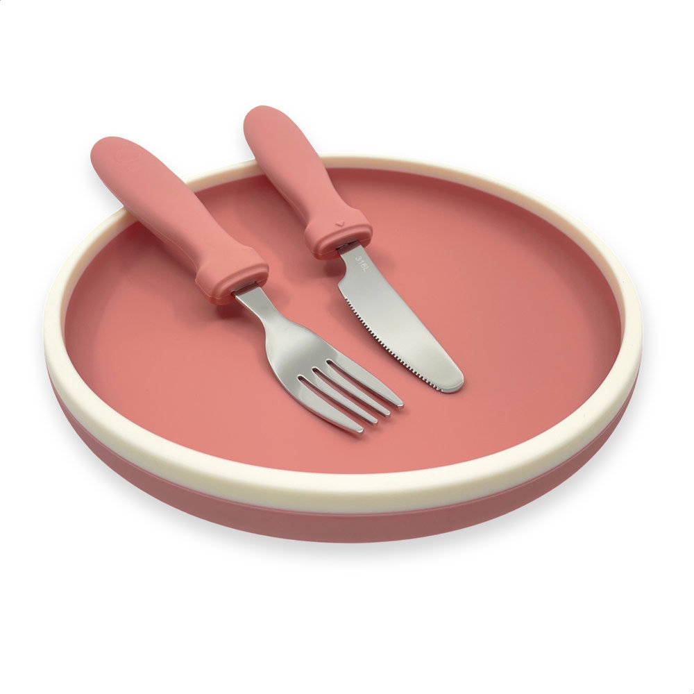 Rook Weigeren rijst Smikkels Siliconen Kinderbordje met Bestek - Roze | Speel je Wijs -  Speelgoedwinkel Speel je Wijs