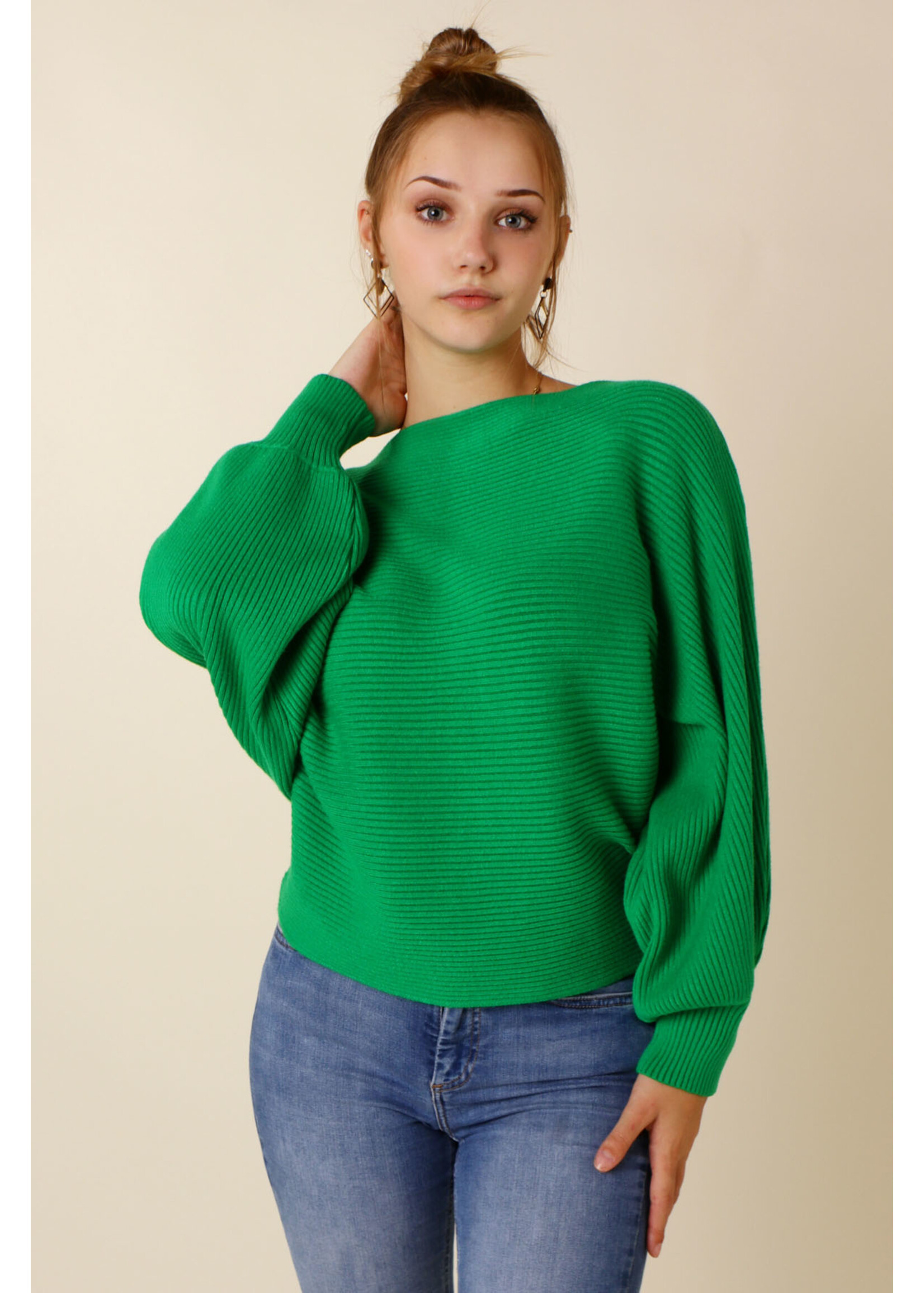 Moocci TOP Balloon Sleeves - GREEN -  TU