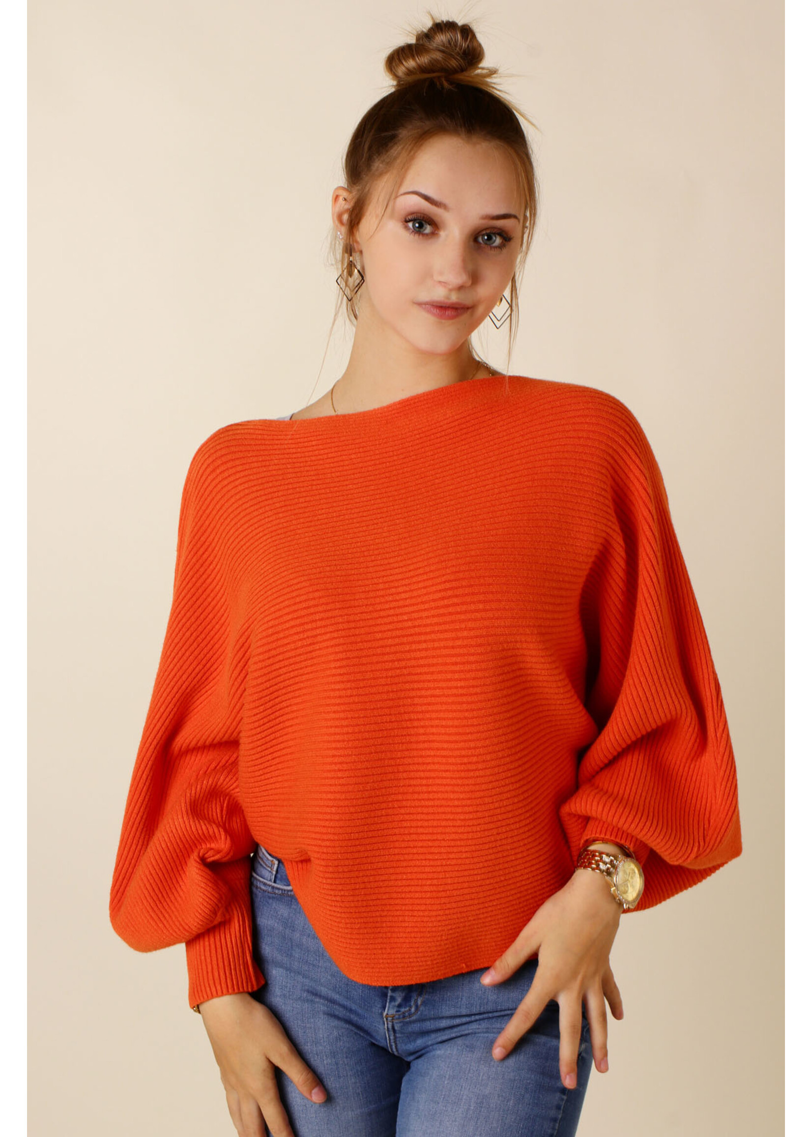 Moocci TOP Balloon Sleeves - ORANGE -  TU