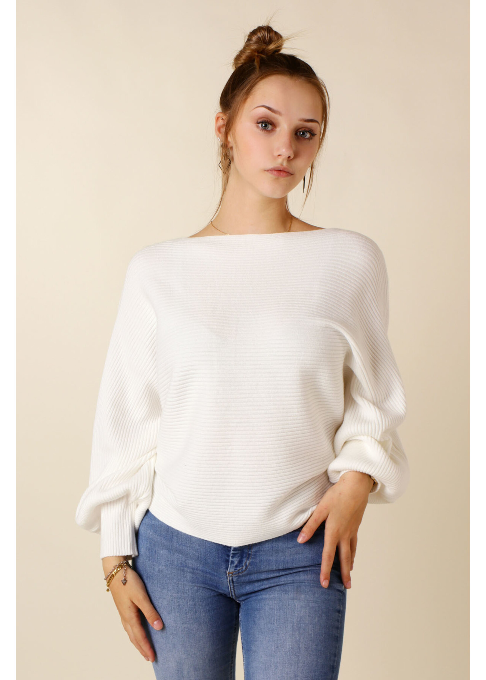 Moocci TOP Balloon Sleeves - WHITE - TU