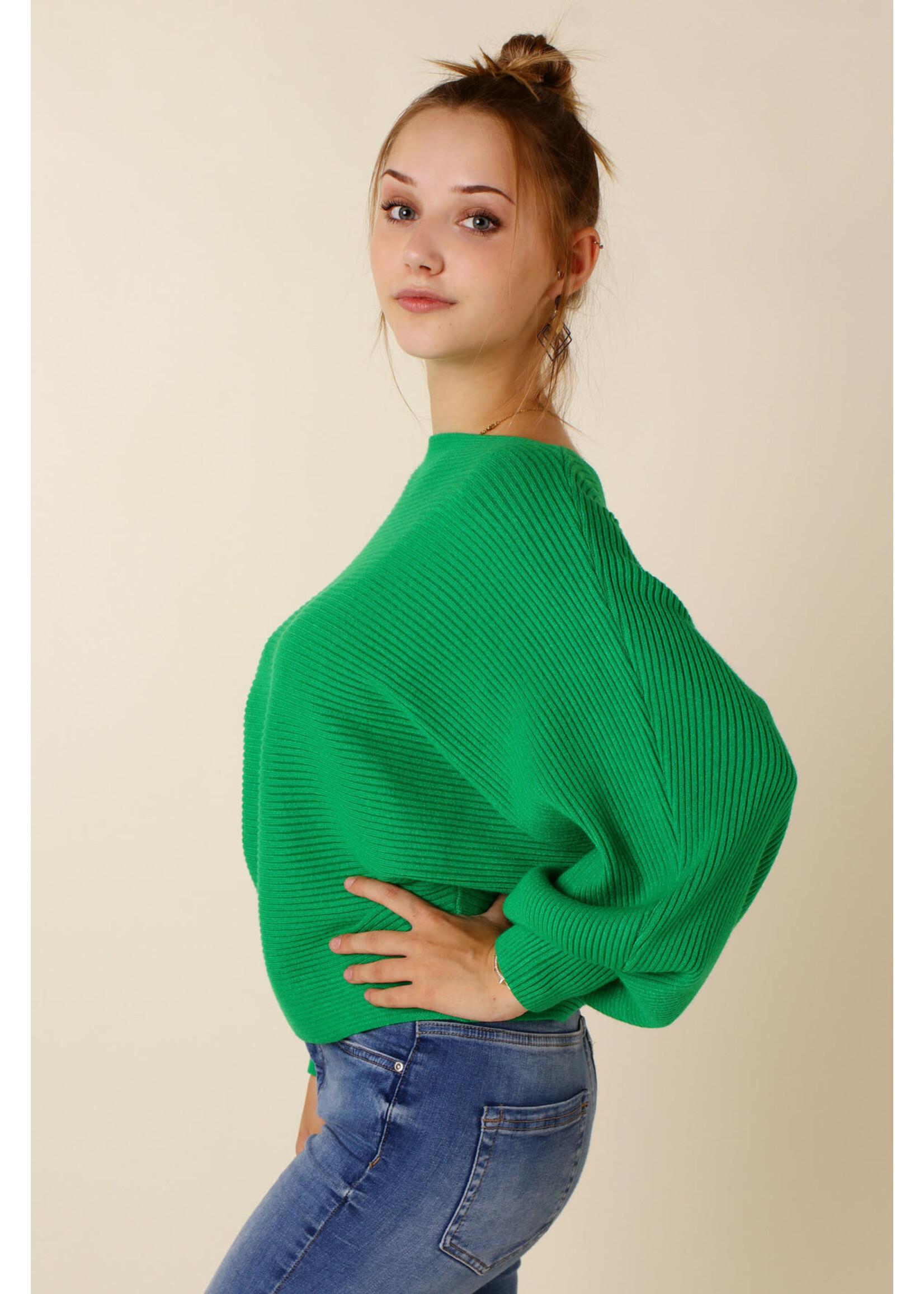 Moocci TOP Balloon Sleeves - GREEN -  TU