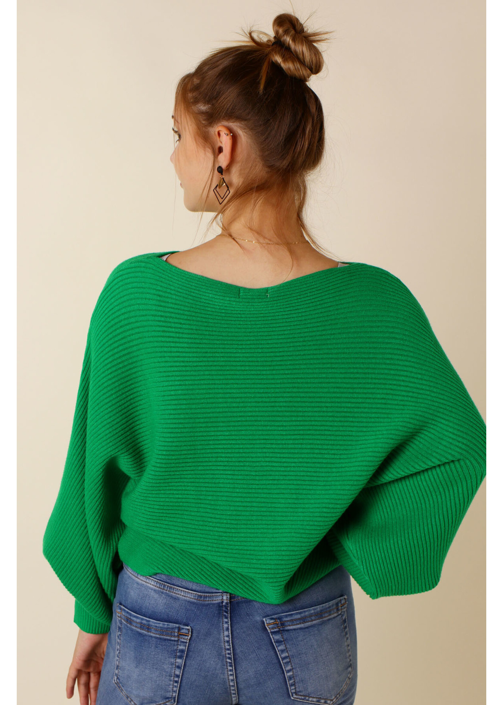 Moocci TOP Balloon Sleeves - GREEN -  TU