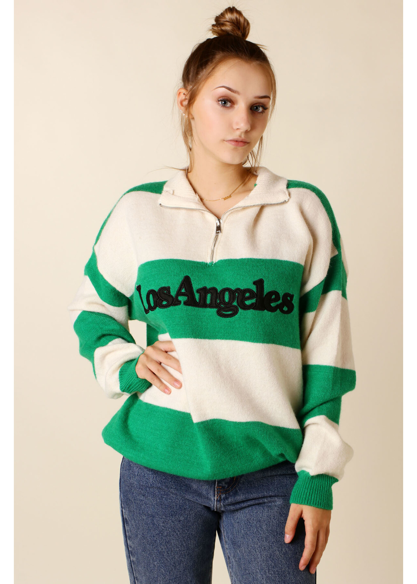 Moocci LA SWEATER Green and White - TU