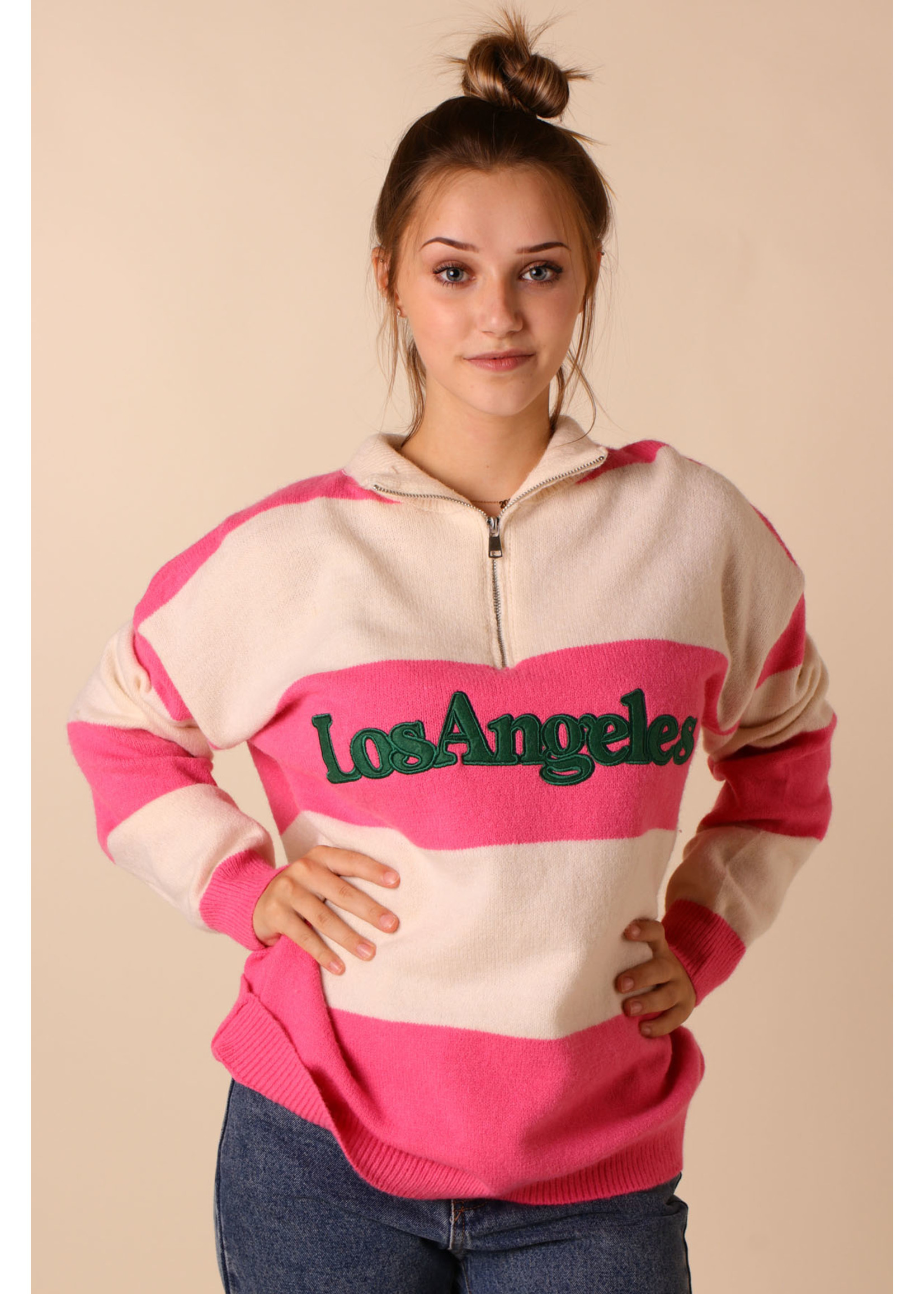 Moocci LA SWEATER Pink and White - TU