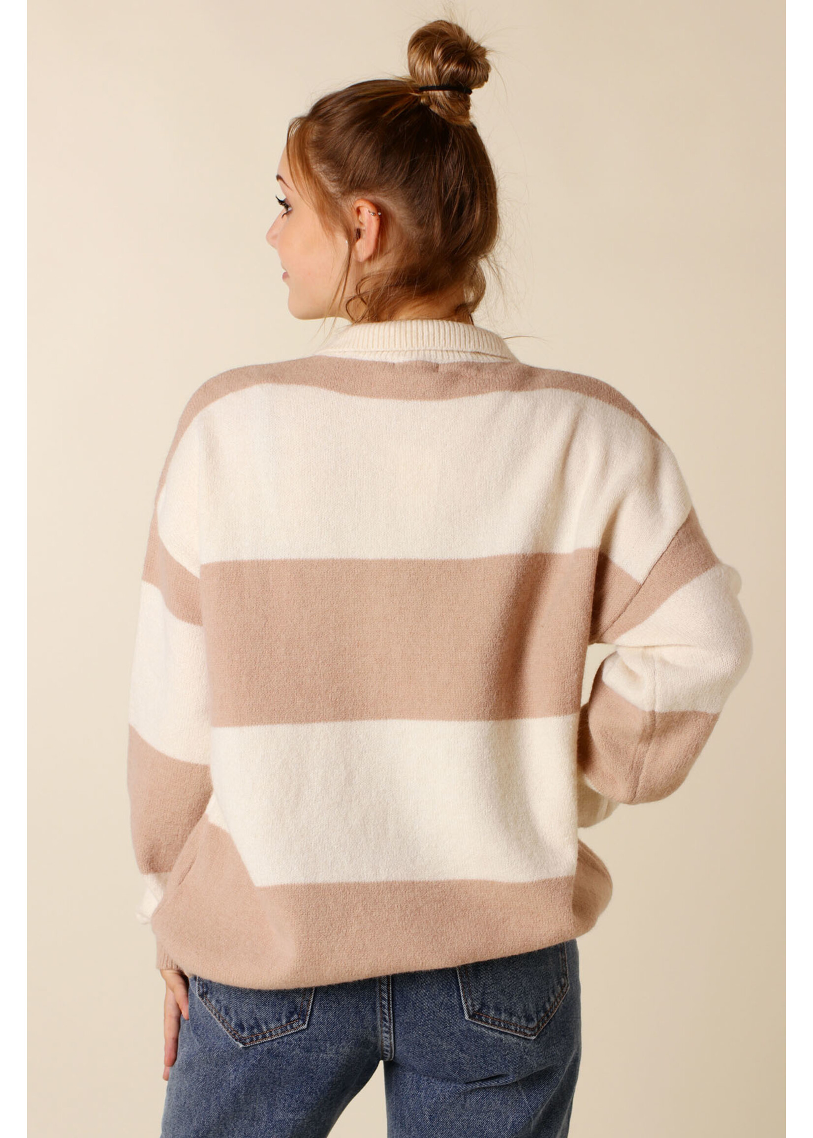 Moocci LA SWEATER Beige and White - TU
