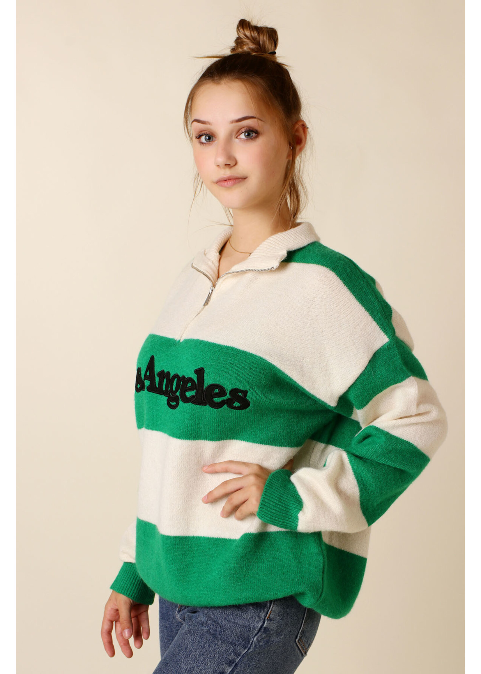 Moocci LA SWEATER Green and White - TU