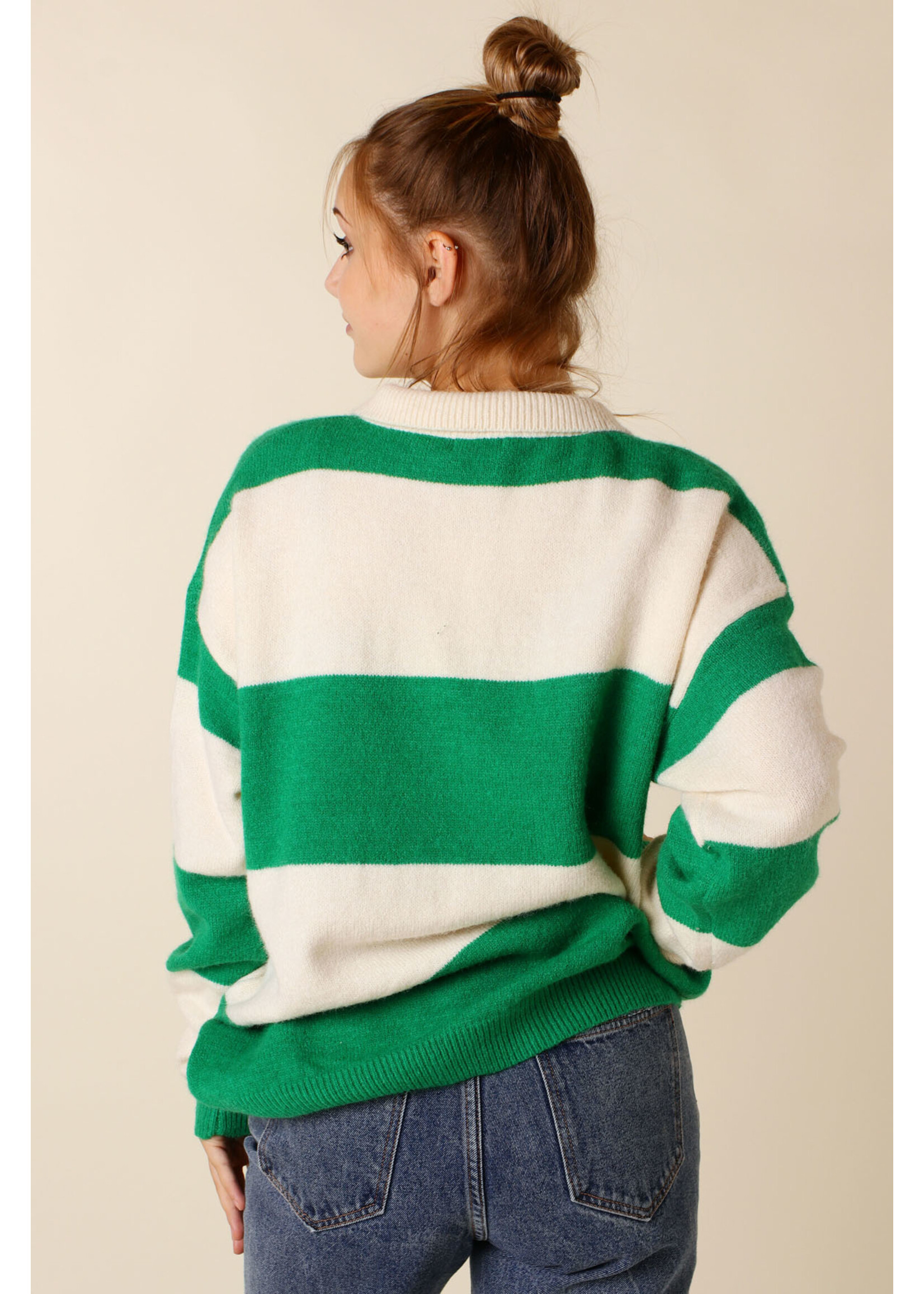 Moocci LA SWEATER Green and White - TU
