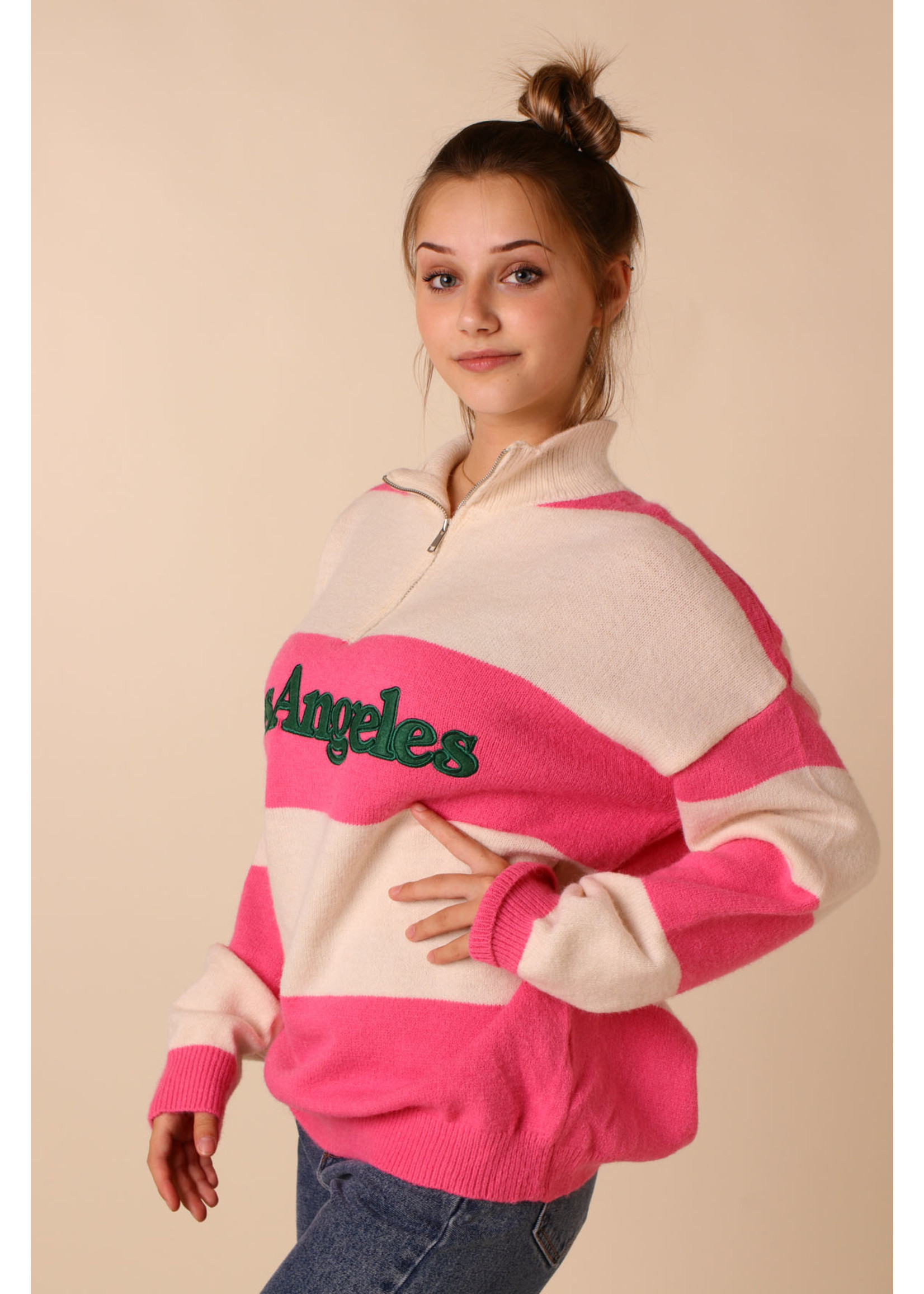 Moocci LA SWEATER Pink and White - TU