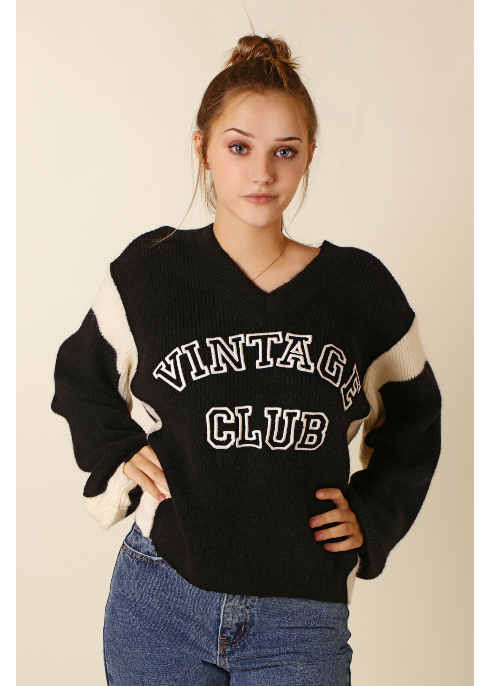 Moocci VINTAGE SWEATER  Black and Ecru - TU