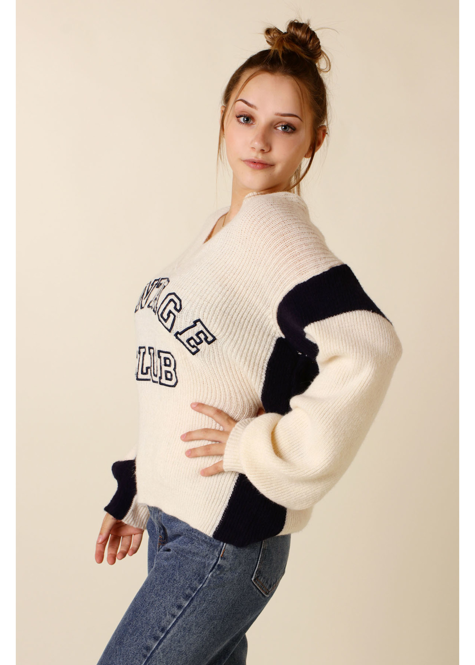 Moocci VINTAGE SWEATER  Ecru and Black - TU