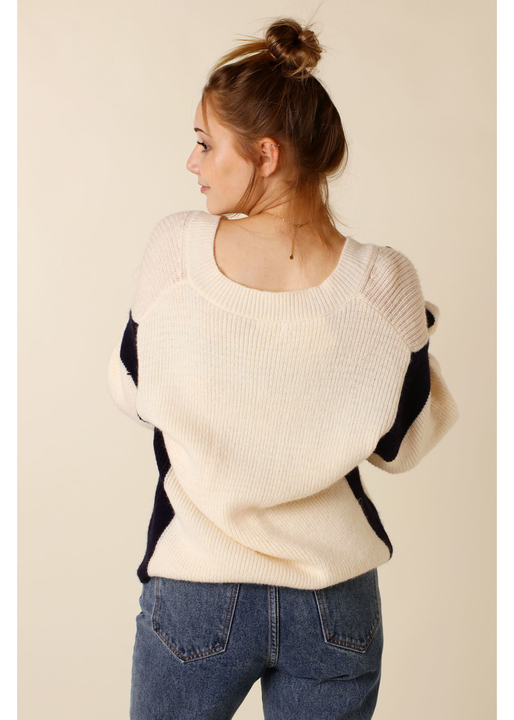 Moocci VINTAGE SWEATER  Ecru and Black - TU