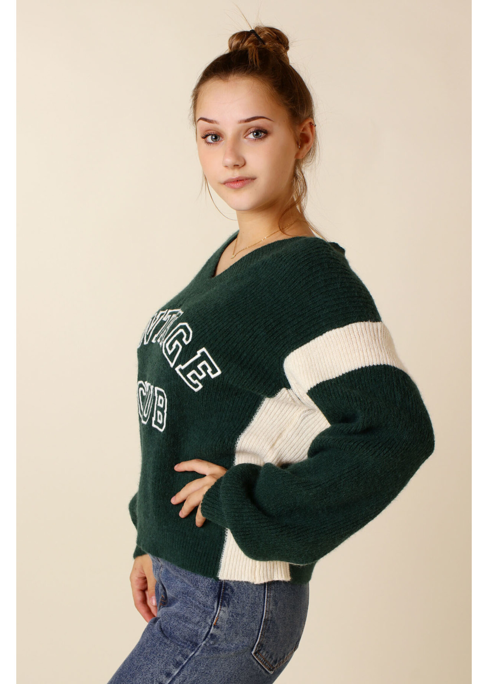 Moocci VINTAGE SWEATER  Green and Ecru - TU