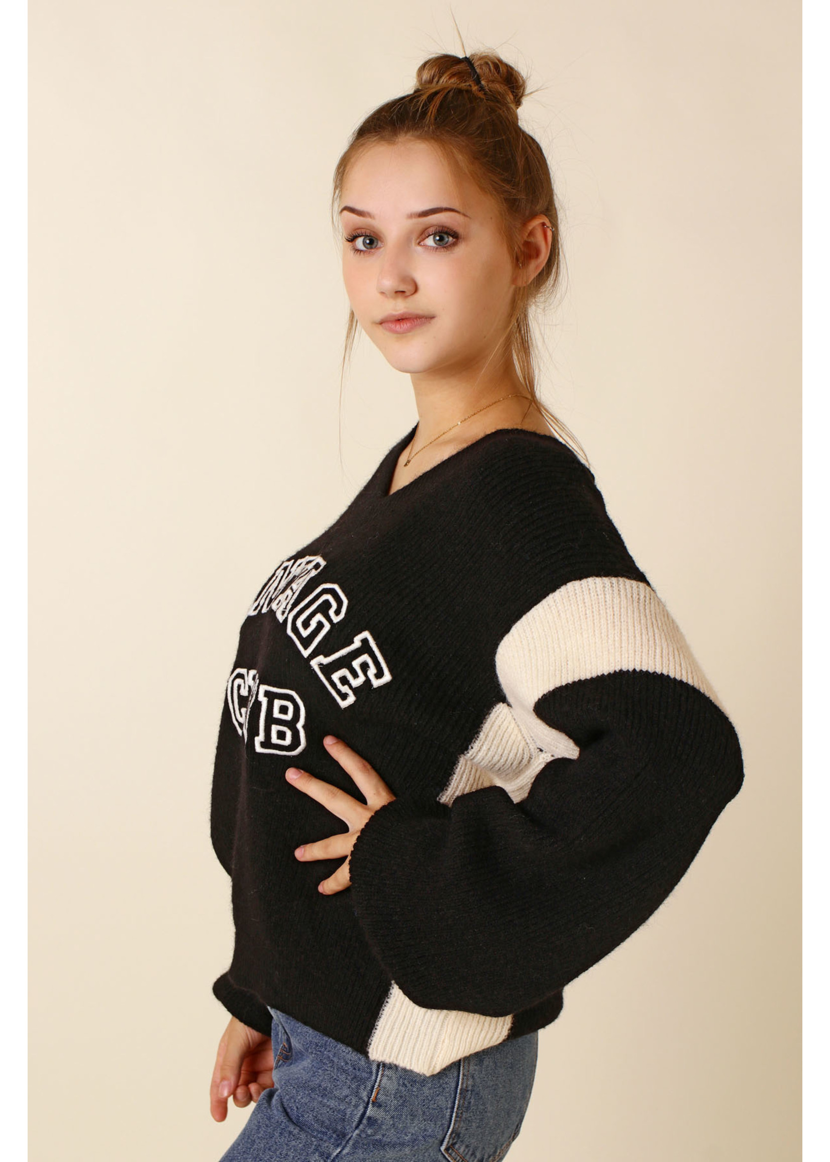 Moocci VINTAGE SWEATER  Black and Ecru - TU