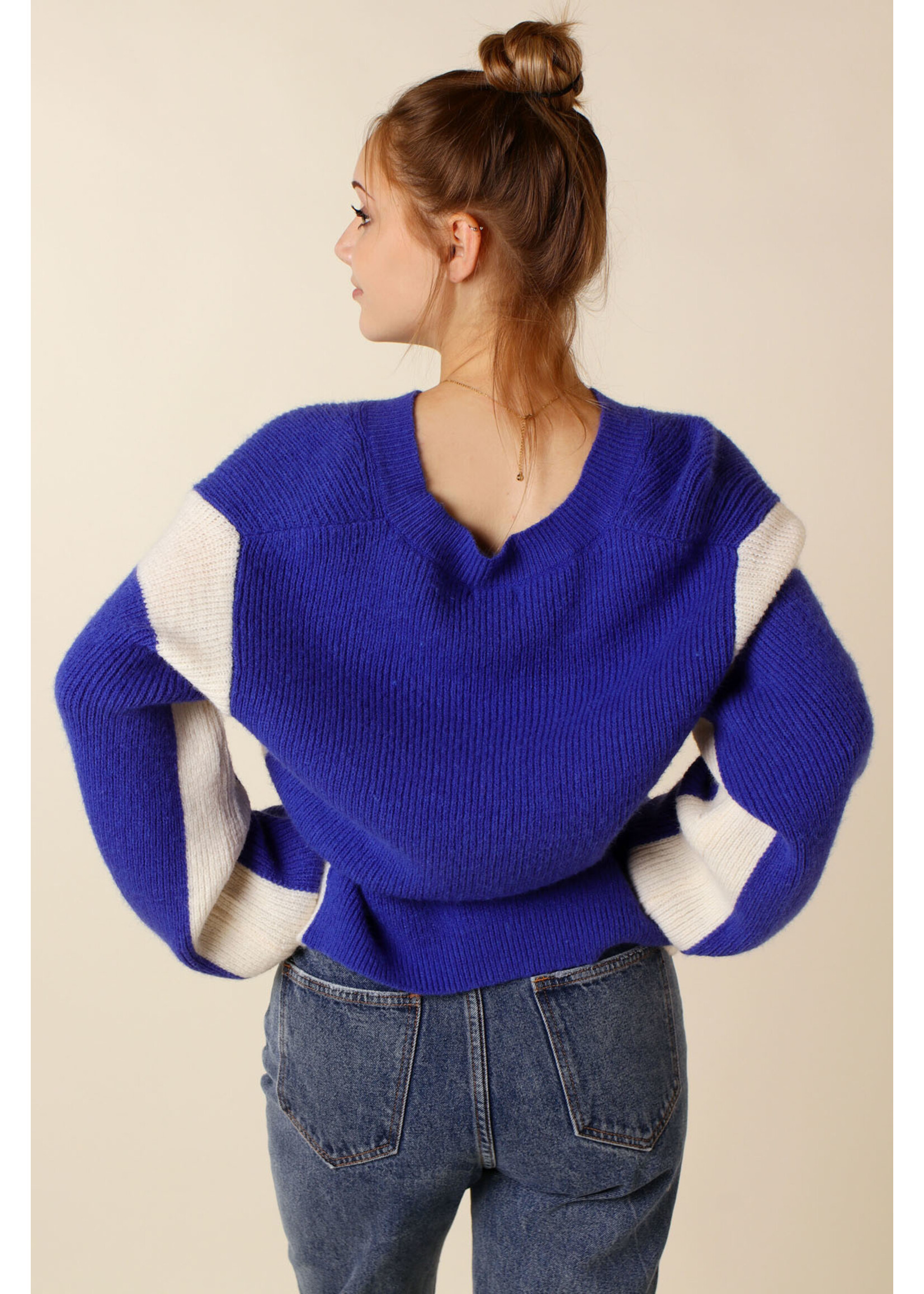 Moocci VINTAGE SWEATER  Blue and Ecru - TU