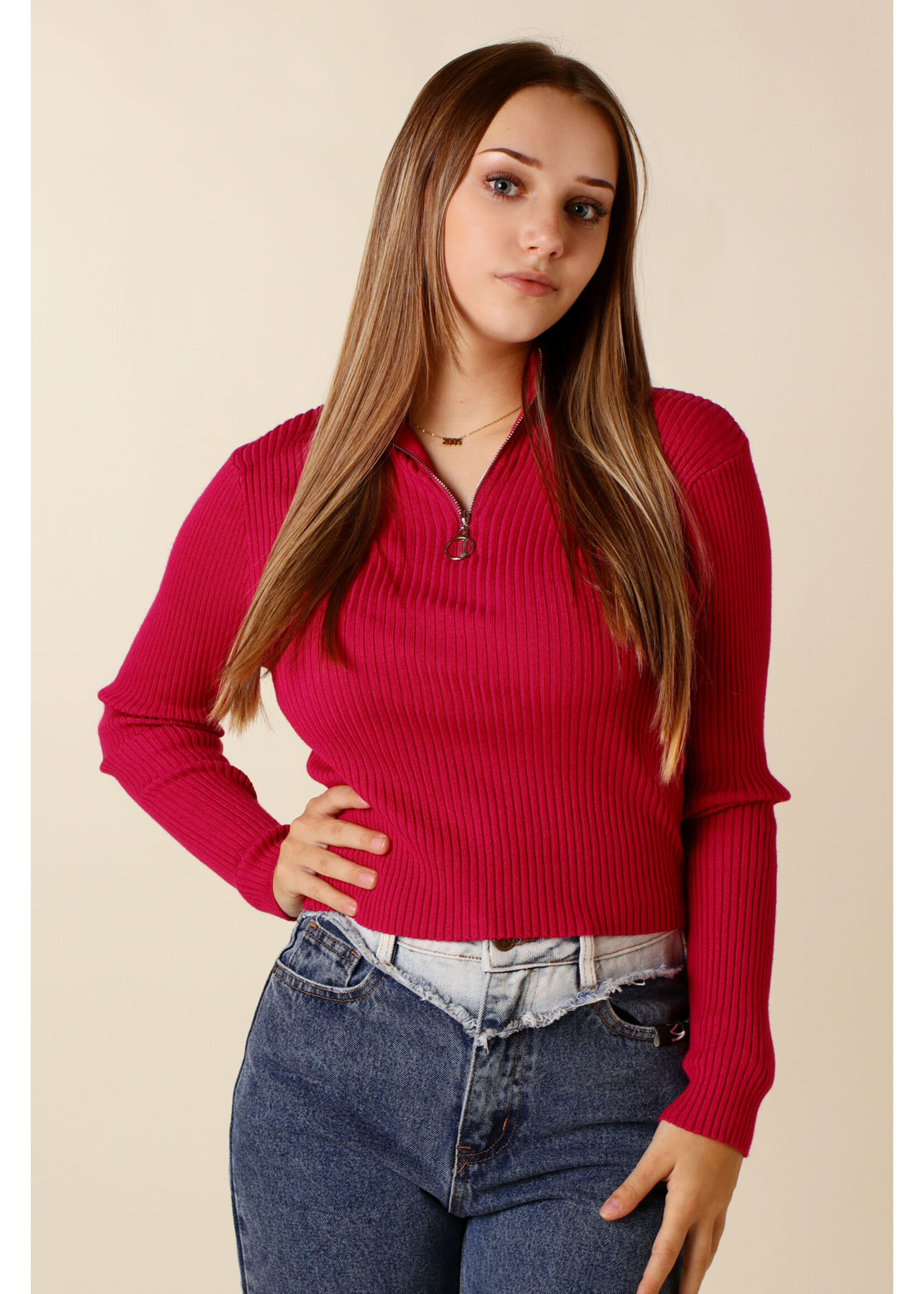 Giracoo PULL w Zipper - BORDEAU