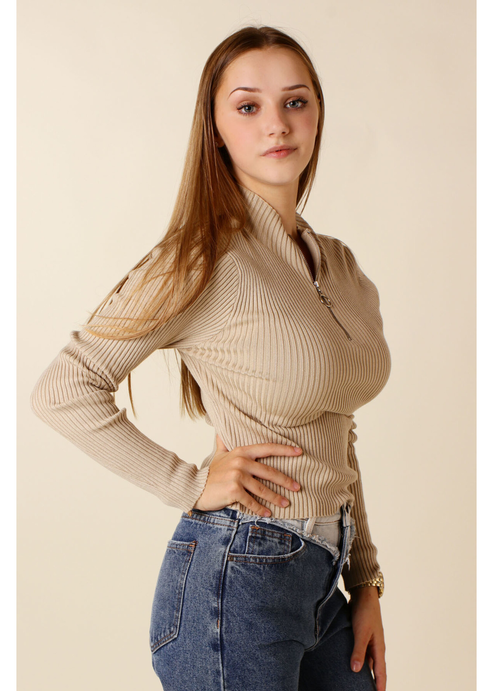 Giracoo PULL w Zipper - BEIGE