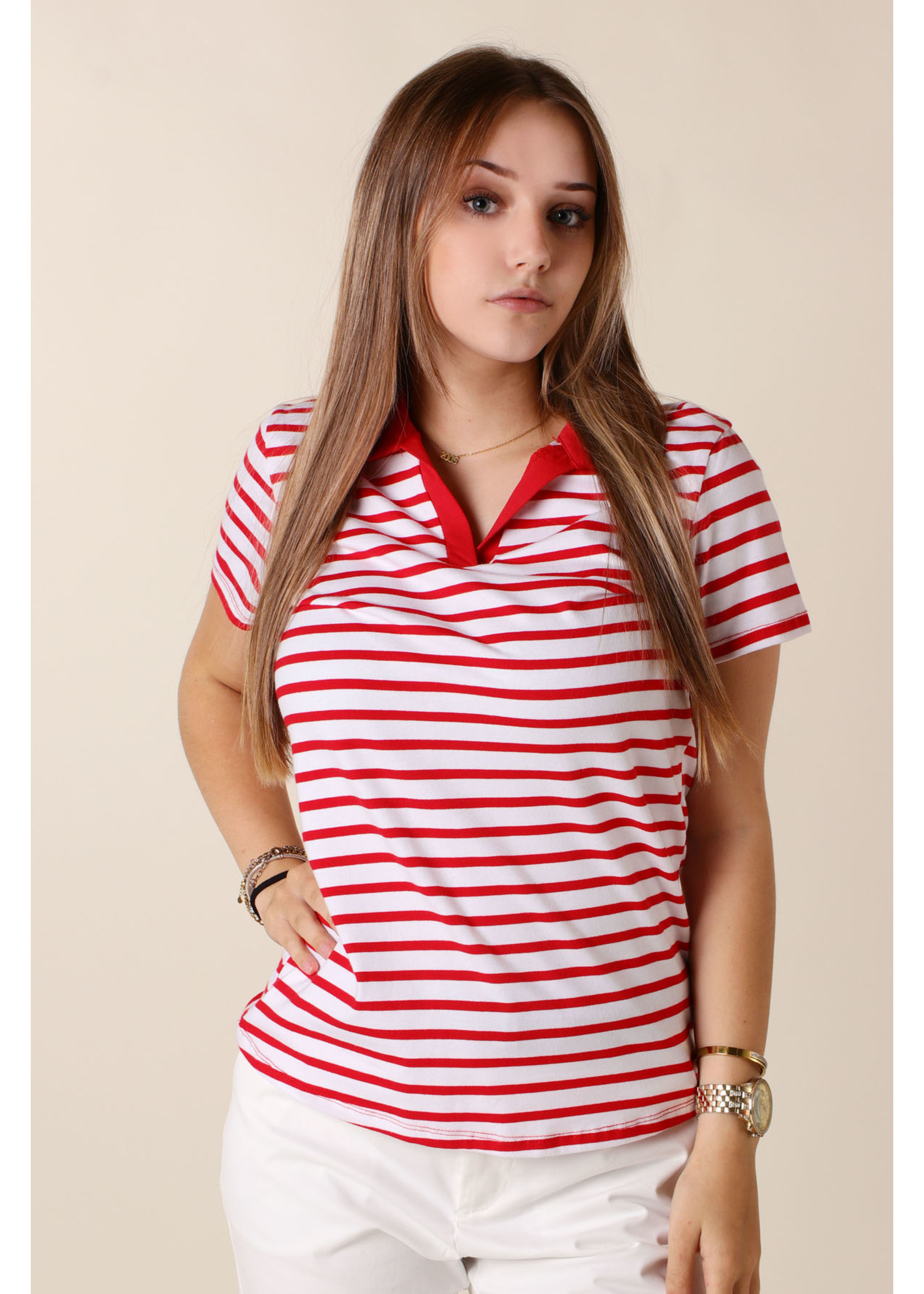 CC Fashion T-Shirt Marine Collar - RED