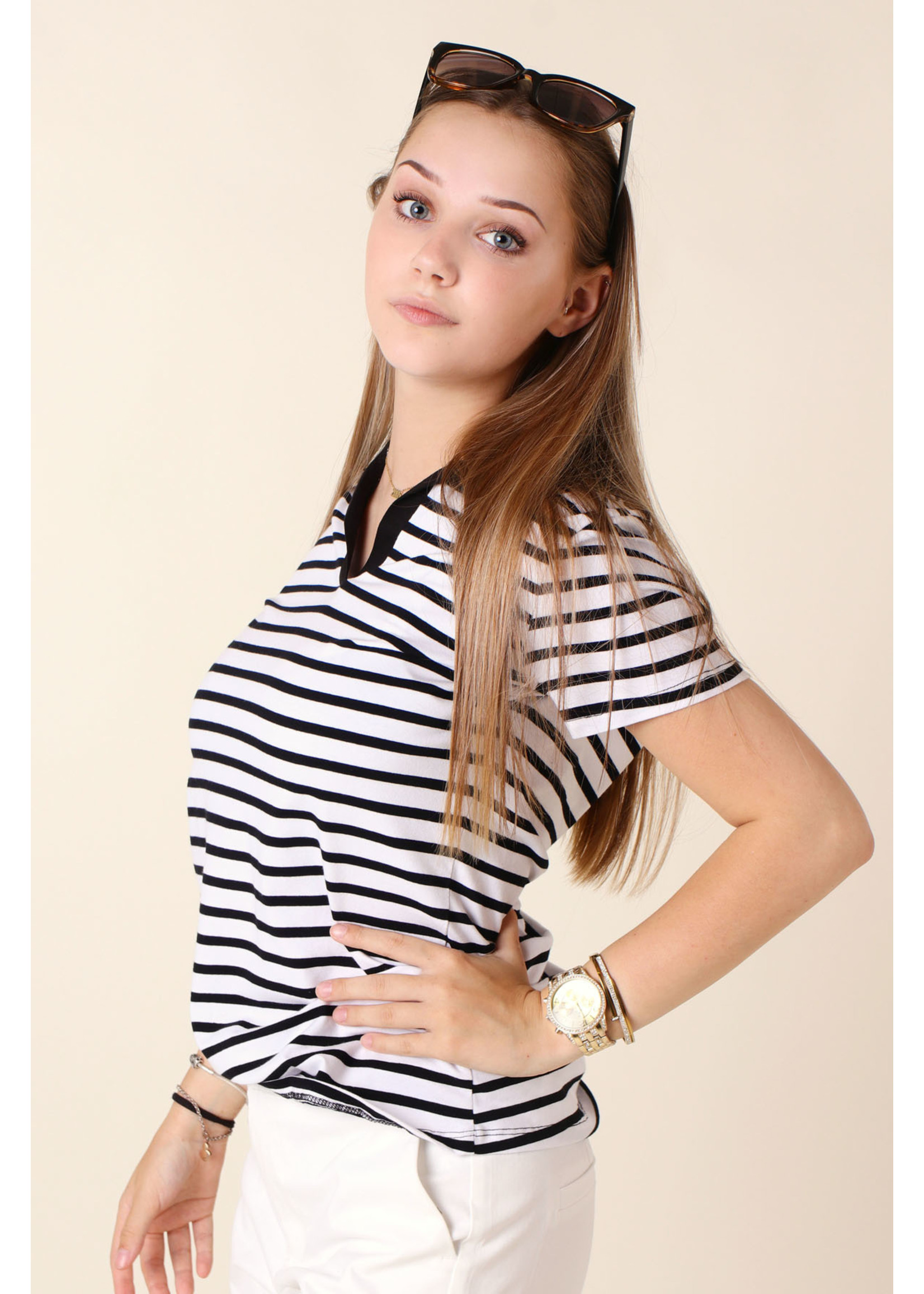 CC Fashion T-Shirt Marine Collar - BLACK