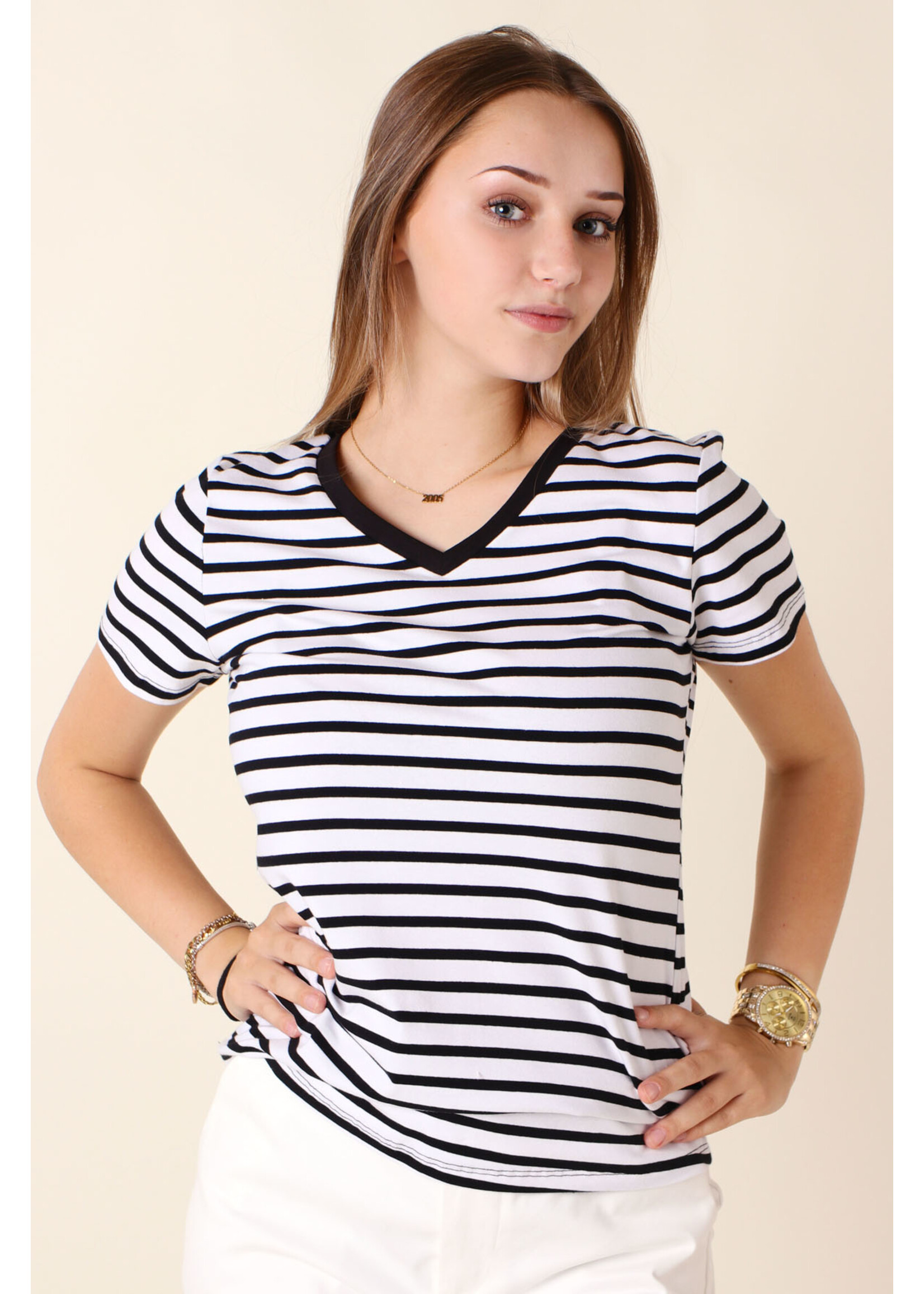 CC Fashion T-Shirt Marine V-Collar - BLACK