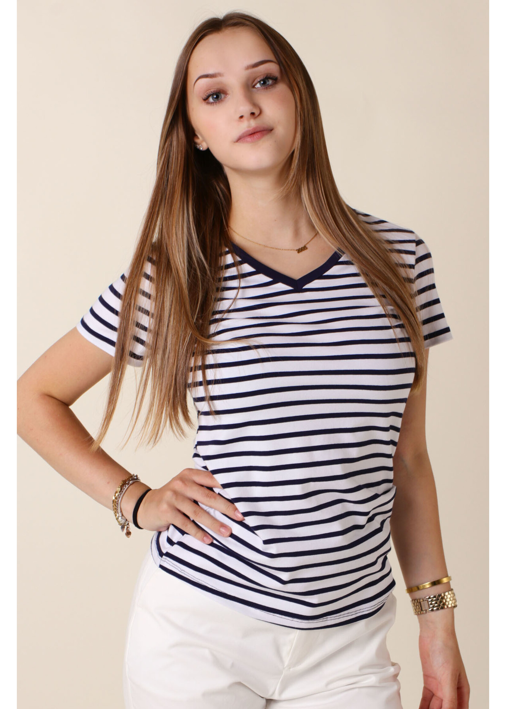 CC Fashion T-Shirt Marine V-Collar - NAVY1