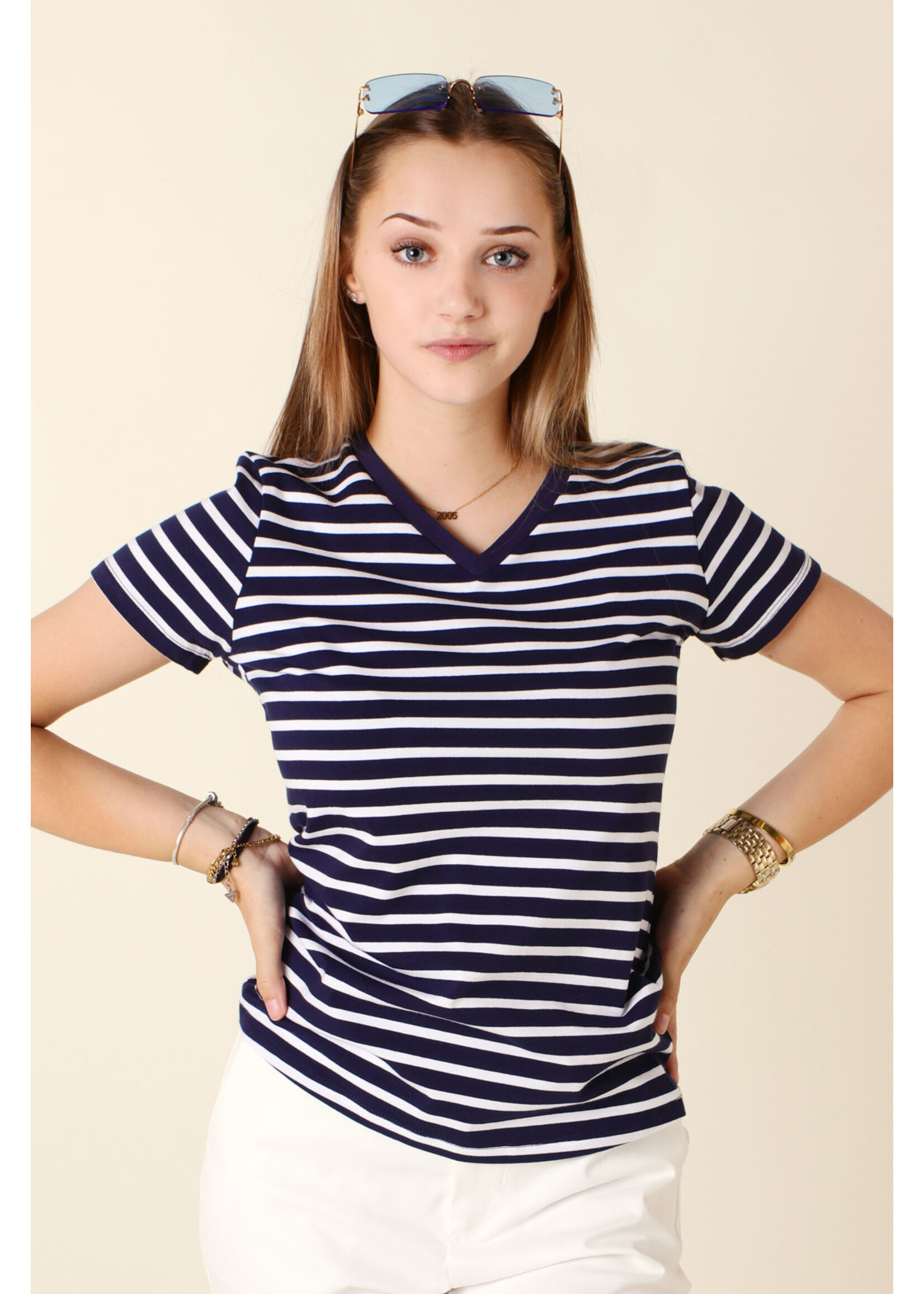 CC Fashion T-Shirt Marine V-Collar - NAVY2