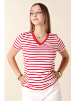 CC Fashion T-Shirt Marine V-Collar - RED