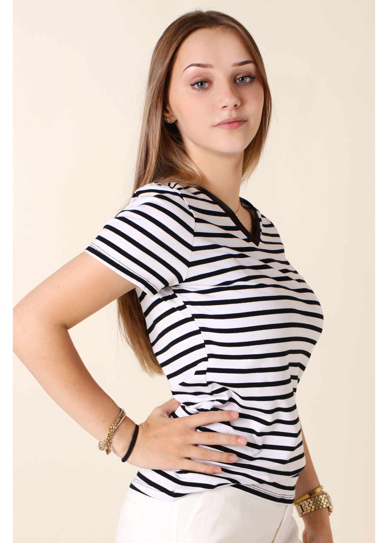 CC Fashion T-Shirt Marine V-Collar - BLACK