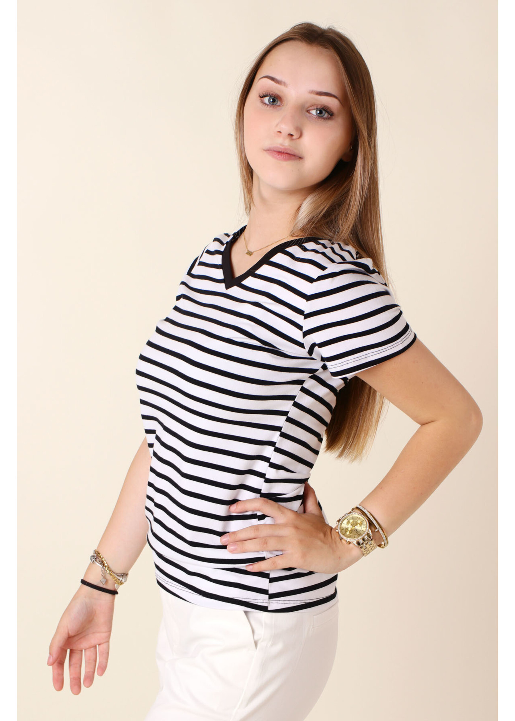 CC Fashion T-Shirt Marine V-Collar - BLACK